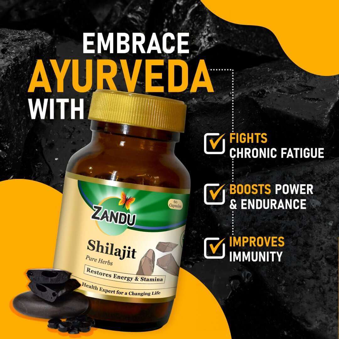 Zandu Shilajit Capsules with 100% Pure Himalayan Shilajit for Strength, Vigor & Vitality (Buy 1 Get 1 Free)