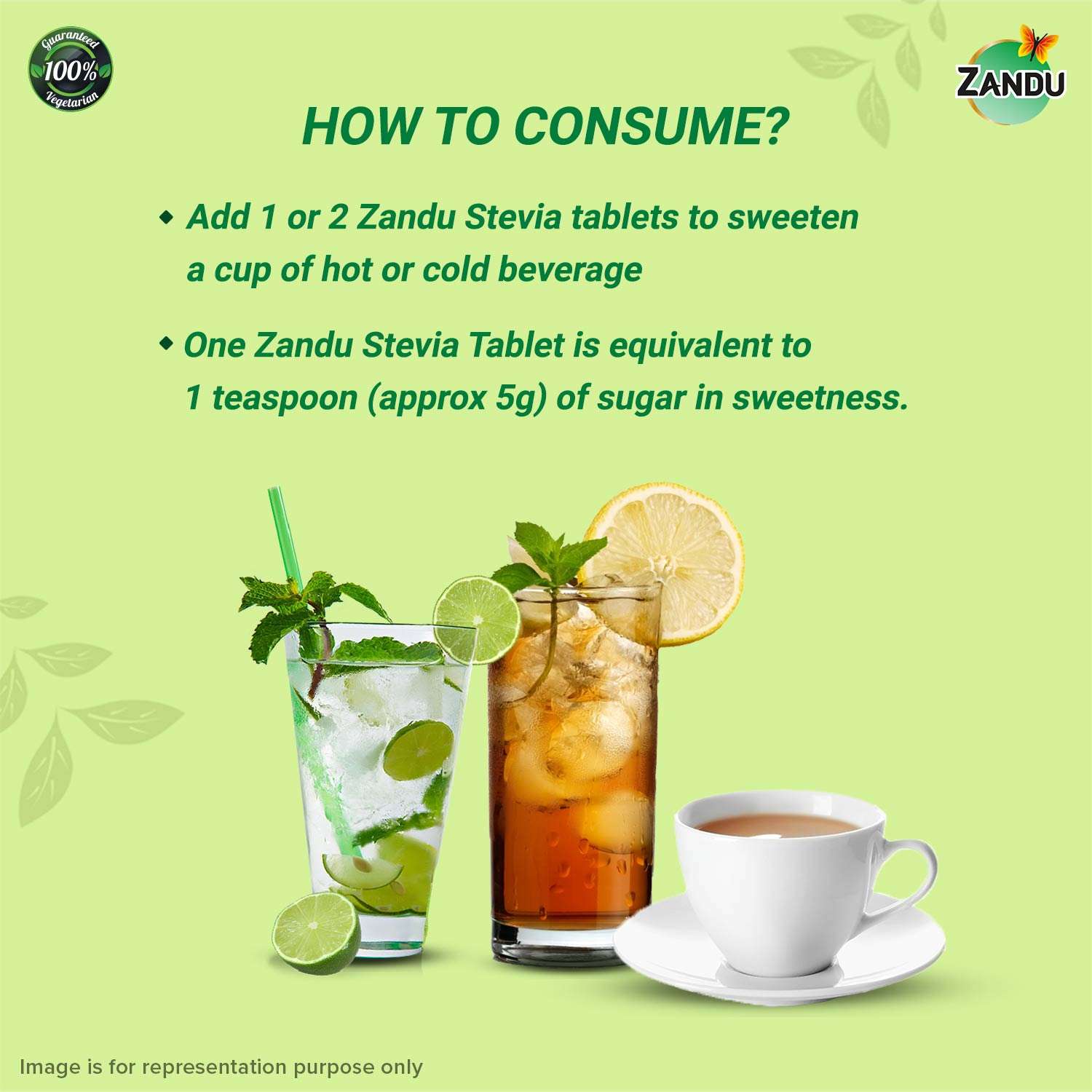 Stevia (Meethi Tulsi) Sugar Free Tablets -  Zero Calorie Sugar Alternative (8g -100N)