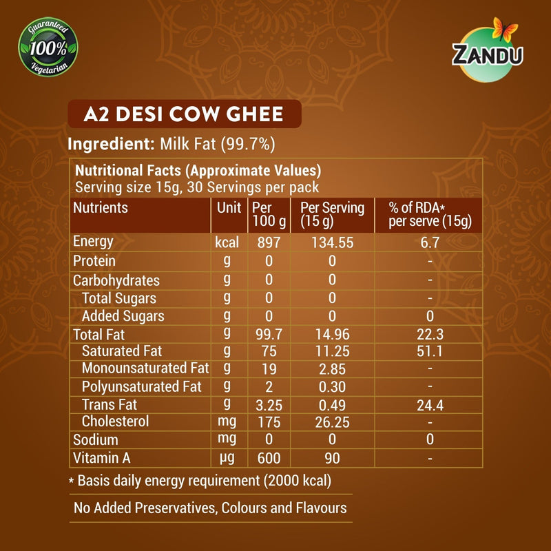A2 Desi Cow Ghee (500ml) & FREE Ginger Celery Herbal Infusion (25 Tea Bags)