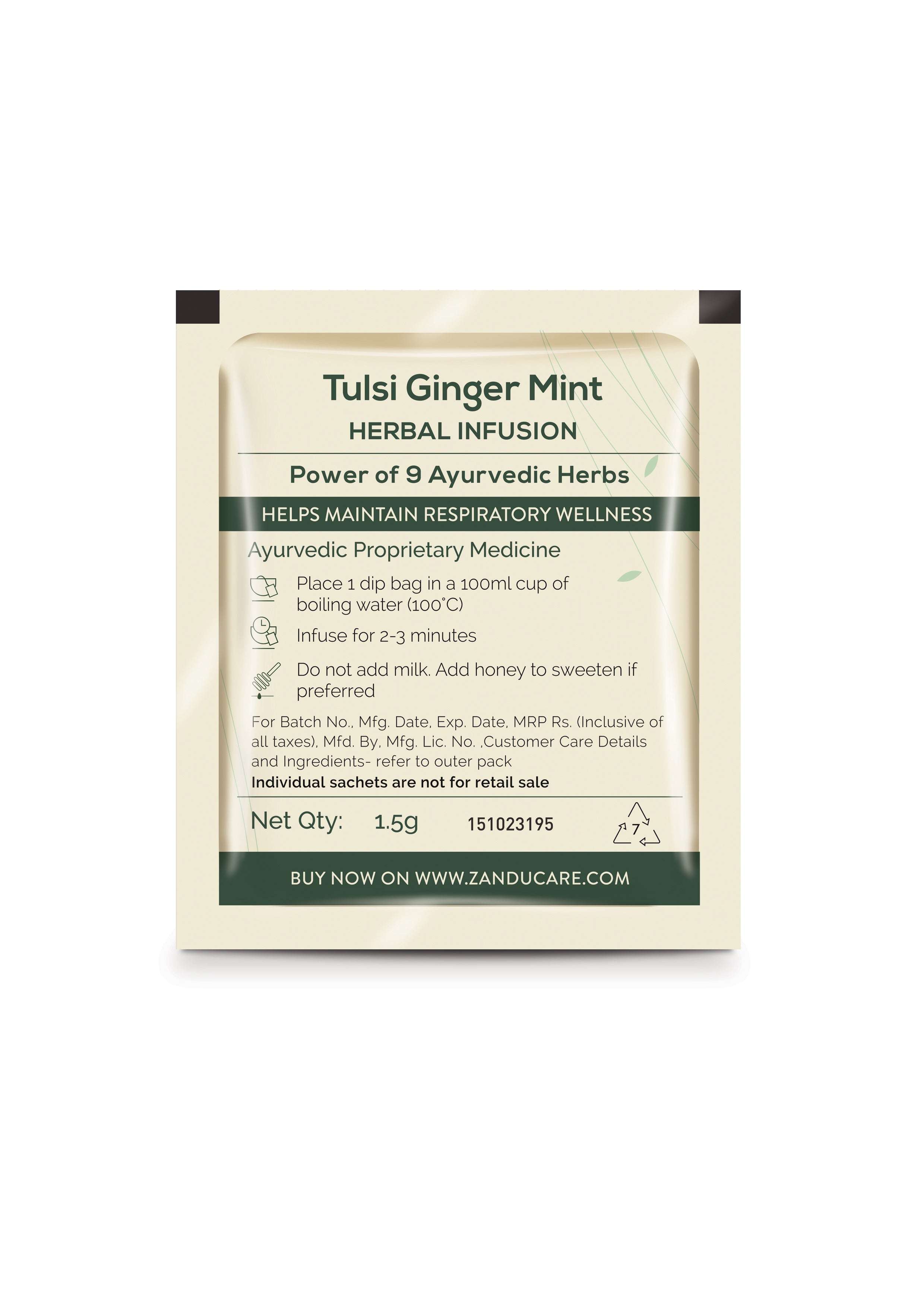 Tulsi Ginger Mint Herbal Infusion (25 Tea Bags)(Pack of 3)