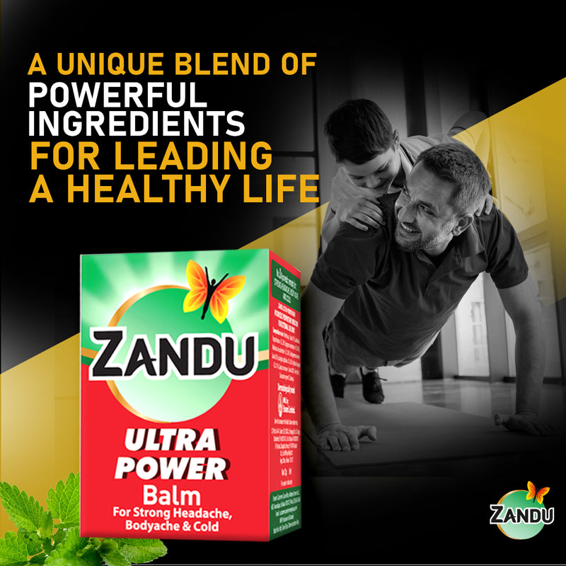 Zandu Balm Ultra Power Red - No.1 Pain Relief Balm (Pack of 4)