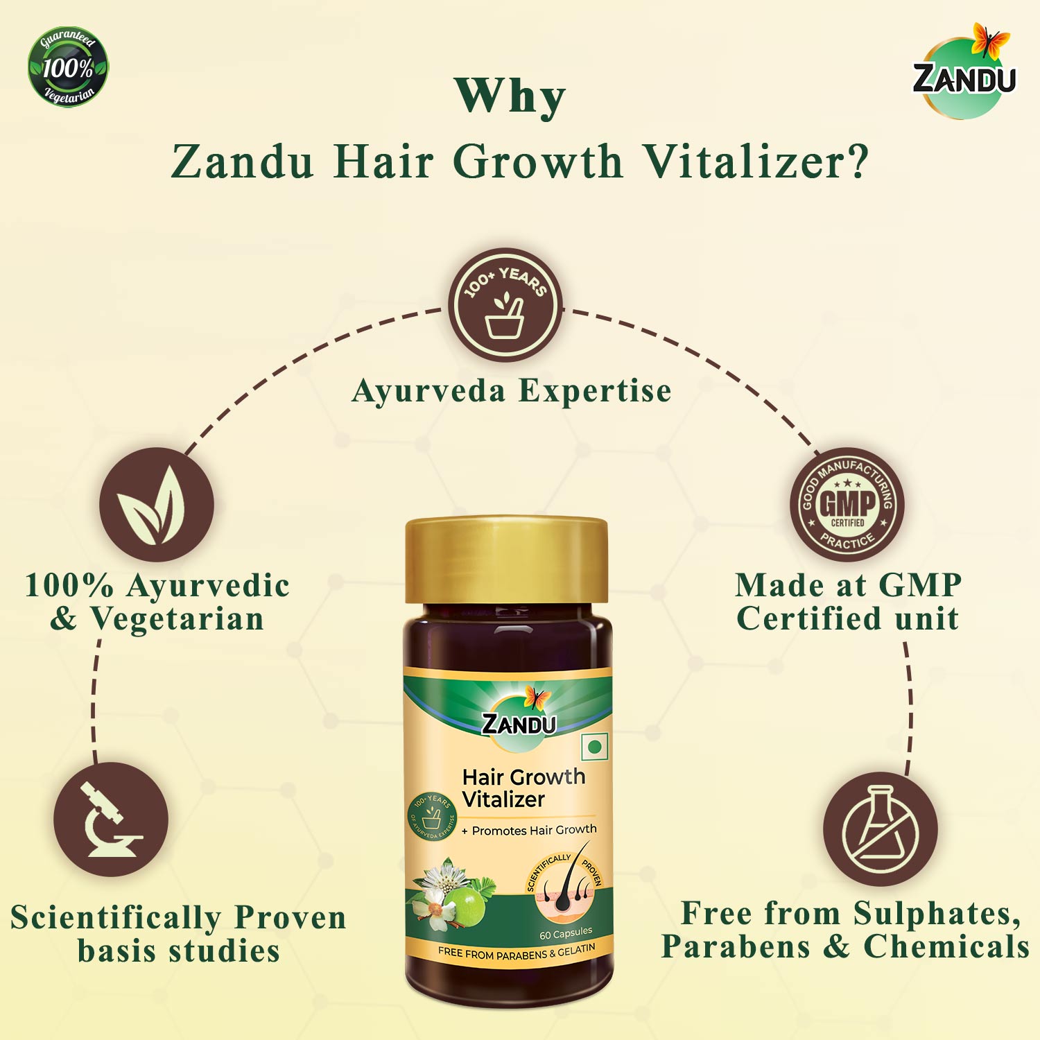 Buy Zandu Ayurvedic Hair Growth Vitalizer Capsules (50 OFF)