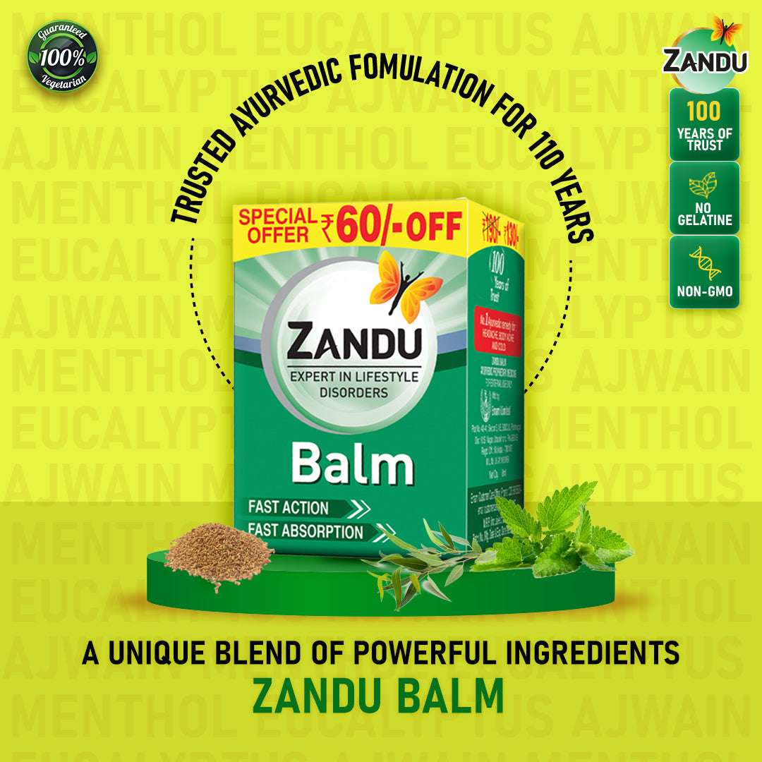 Zandu Balm - No.1 Ayurvedic Pain Balm for Quick Headache, Body Ache & Cold Relief