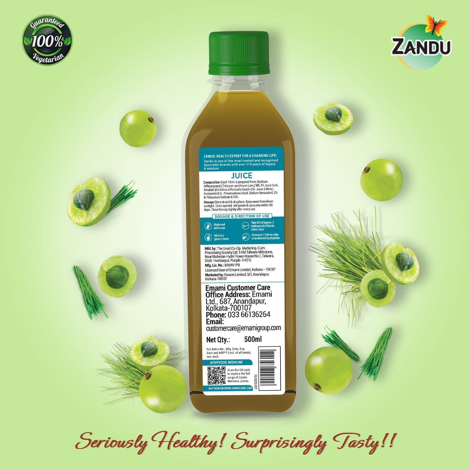 Detox Juice with Wheatgrass & Amla(500ml)