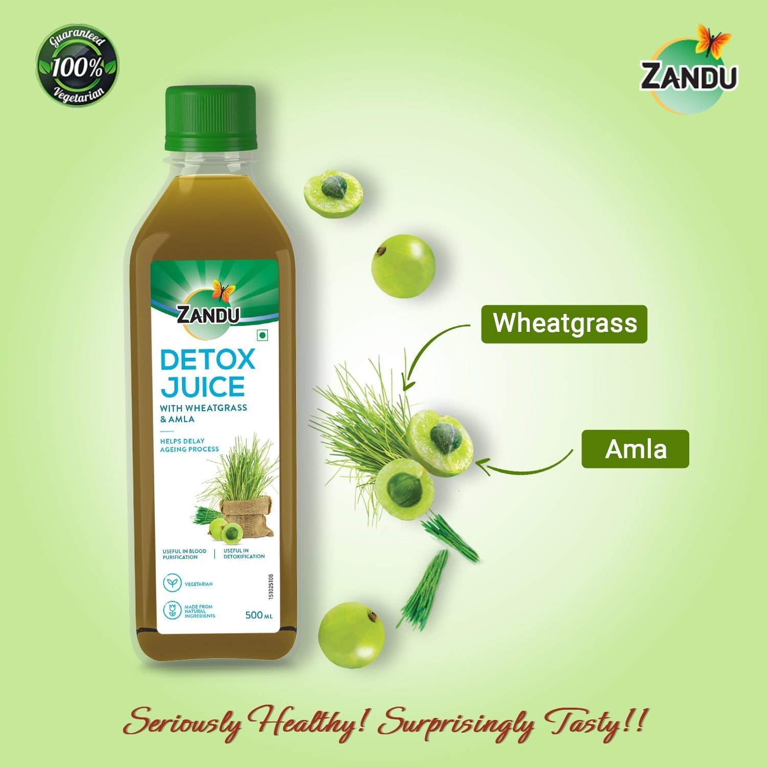 Detox Juice with Wheatgrass & Amla(500ml)