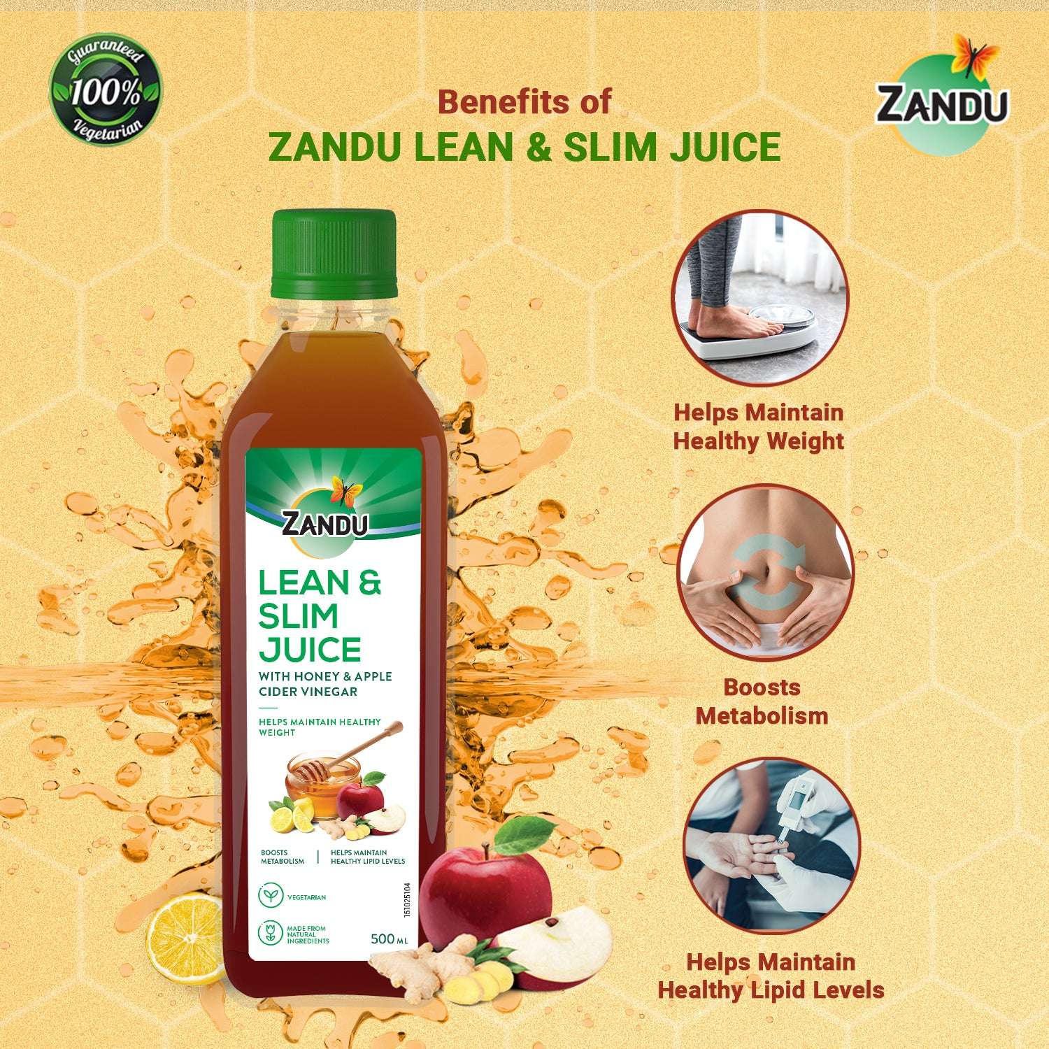 Zandu Lean & Slim Weight Loss Juice (Honey & ACV) 500ml