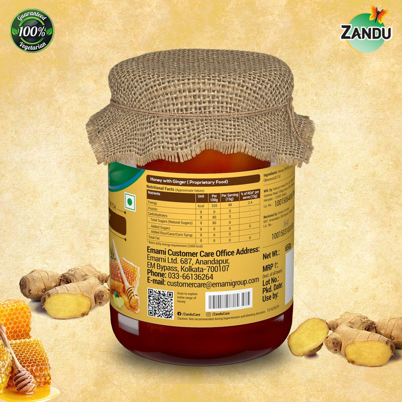 Pure Honey with Ginger (650g) & FREE Ginger Celery Herbal Infusion (25 Tea Bags)