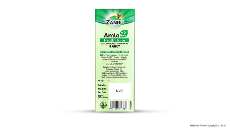 Zandu Amla Juice Wth 5 Ayurvedic Herbs (1L) No Added Sugar