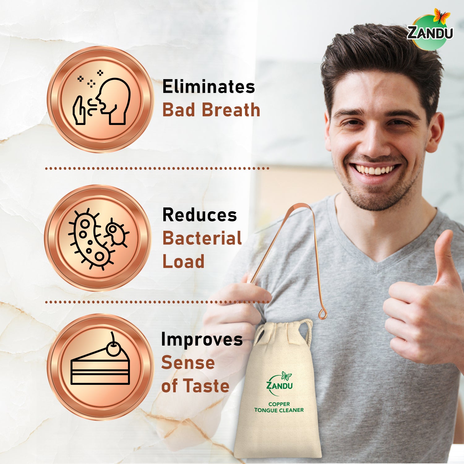 Buy Zandu Copper Tongue Cleaner For Oral Hygiene Routine